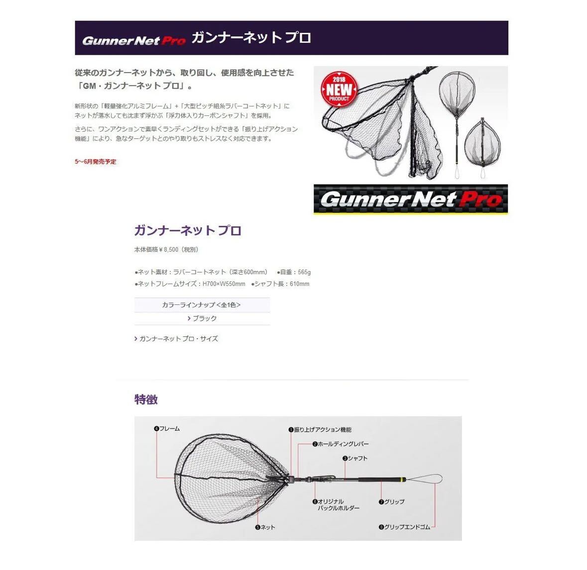 ゴールデンミーン(Golden Mean) ランディングネット GM ガンナーネットプロ ブラック