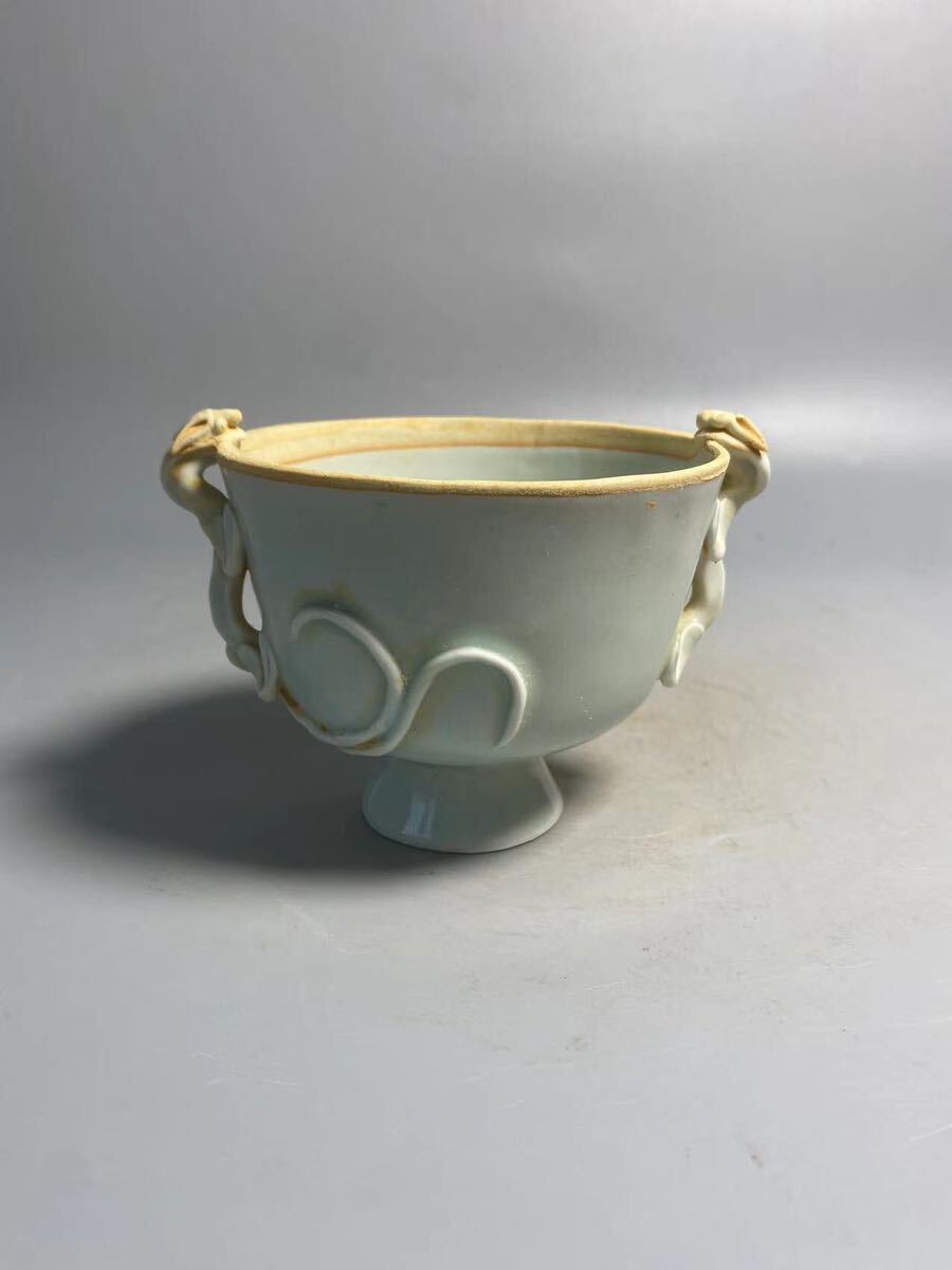 唐瓷 景徳鎮製 高足碗 陶磁器 古陶瓷 煎茶道具 中国古玩 中国美術 影青_画像1