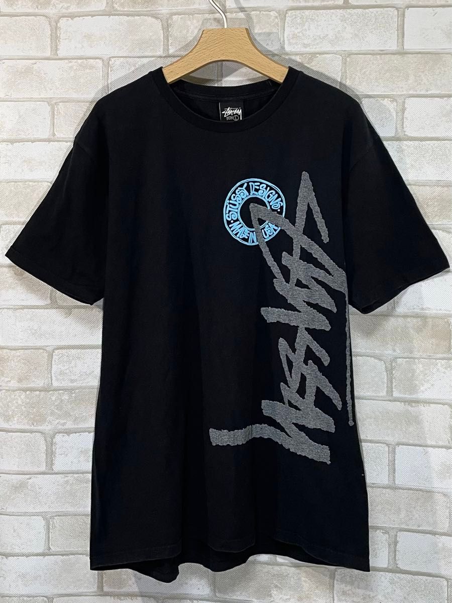 【STUSSY】ステューシー　縦ロゴ　半袖Tシャツ カットソー　サイズL