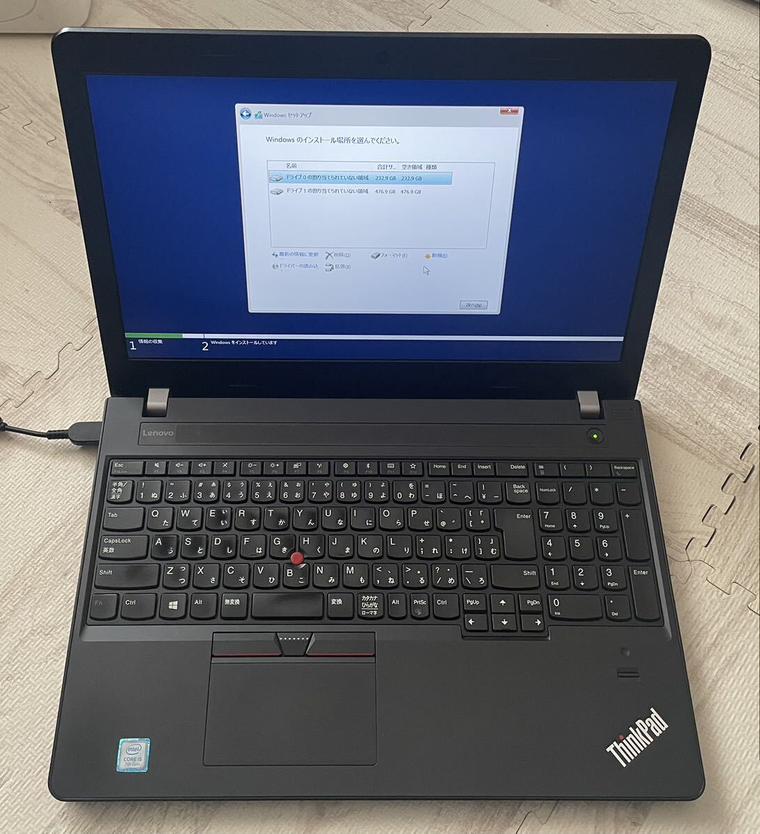 Lenovo ThinkPad E570 第7世代Core i5 7200U メモリー8GB SSD 512GB HDD 256GB レノボ 通電OK BIOS OK OSなし　充電器付き　ジャンク_画像1