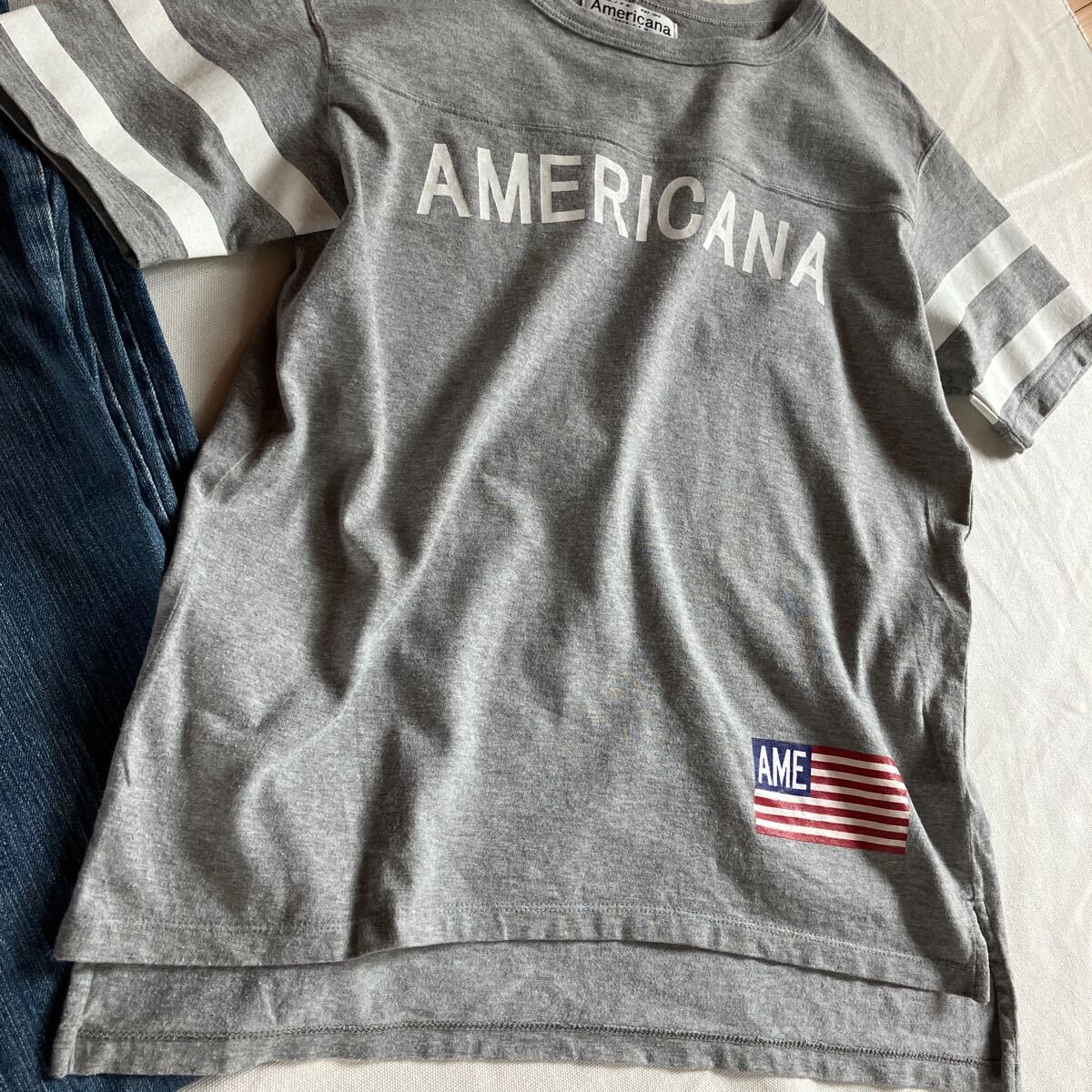 【Americana FREAK'S STORE】 半袖Tシャツ カレッジ風 グレー コットンの画像2
