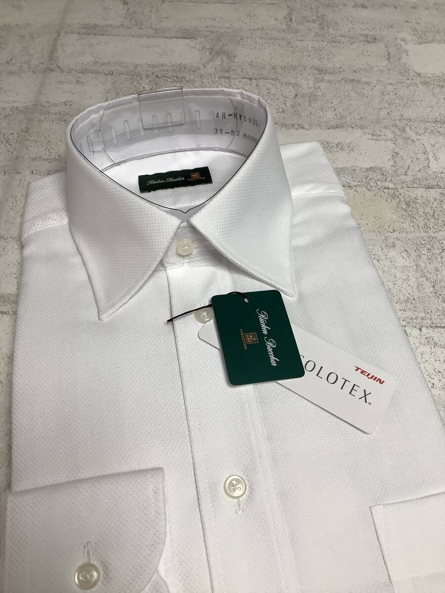 新品　 38-82 Mサイズ　シンプルレギュラーカッターシャツ　細かな白ドビー　ワイシャツ　形態安定　レギュラーシルエット_画像2