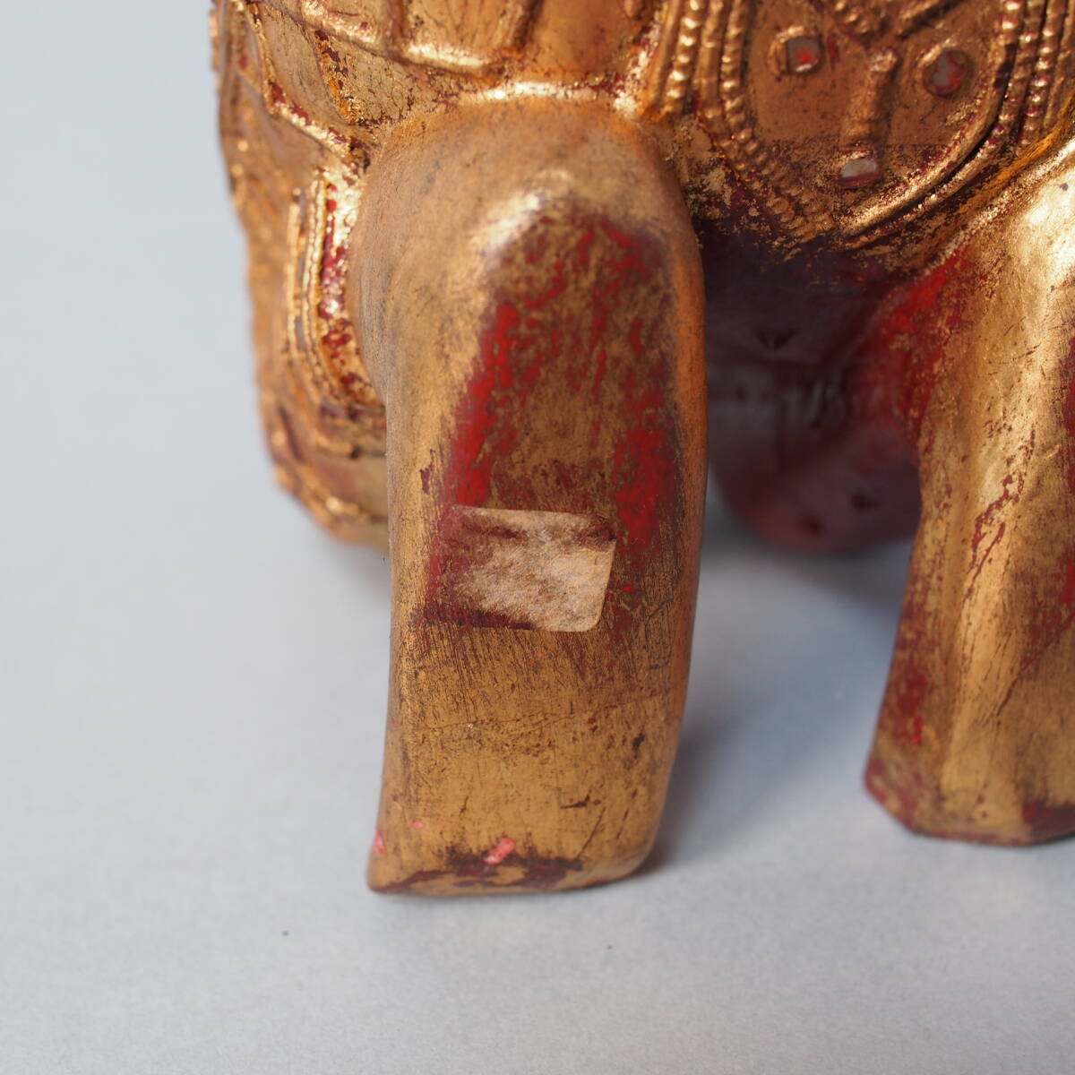 タイ 木製 仏像 テッパノム像 紅地 金塗 高さcm アンコールワット サワディ 木彫 仏教美術 密教 アユタヤ B5_画像7