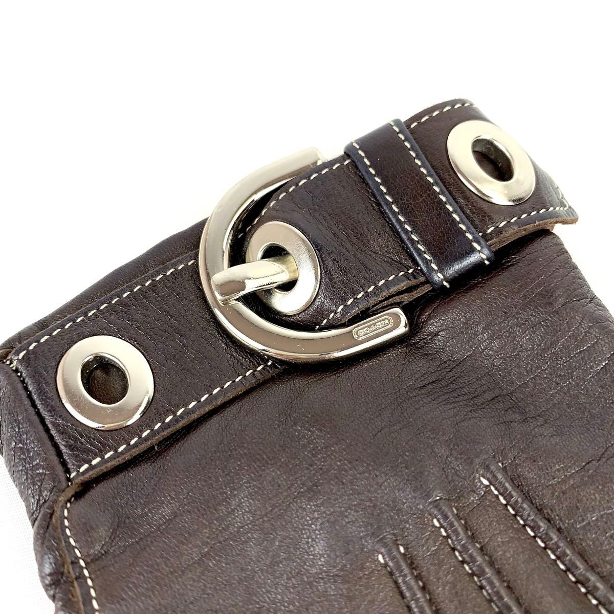 coach コーチ 手袋 グローブ ダークブラウン レザー サイズ6 1/2 coach コーチ 手袋 グローブ ダークブラウン レザー サイズ6 1/2