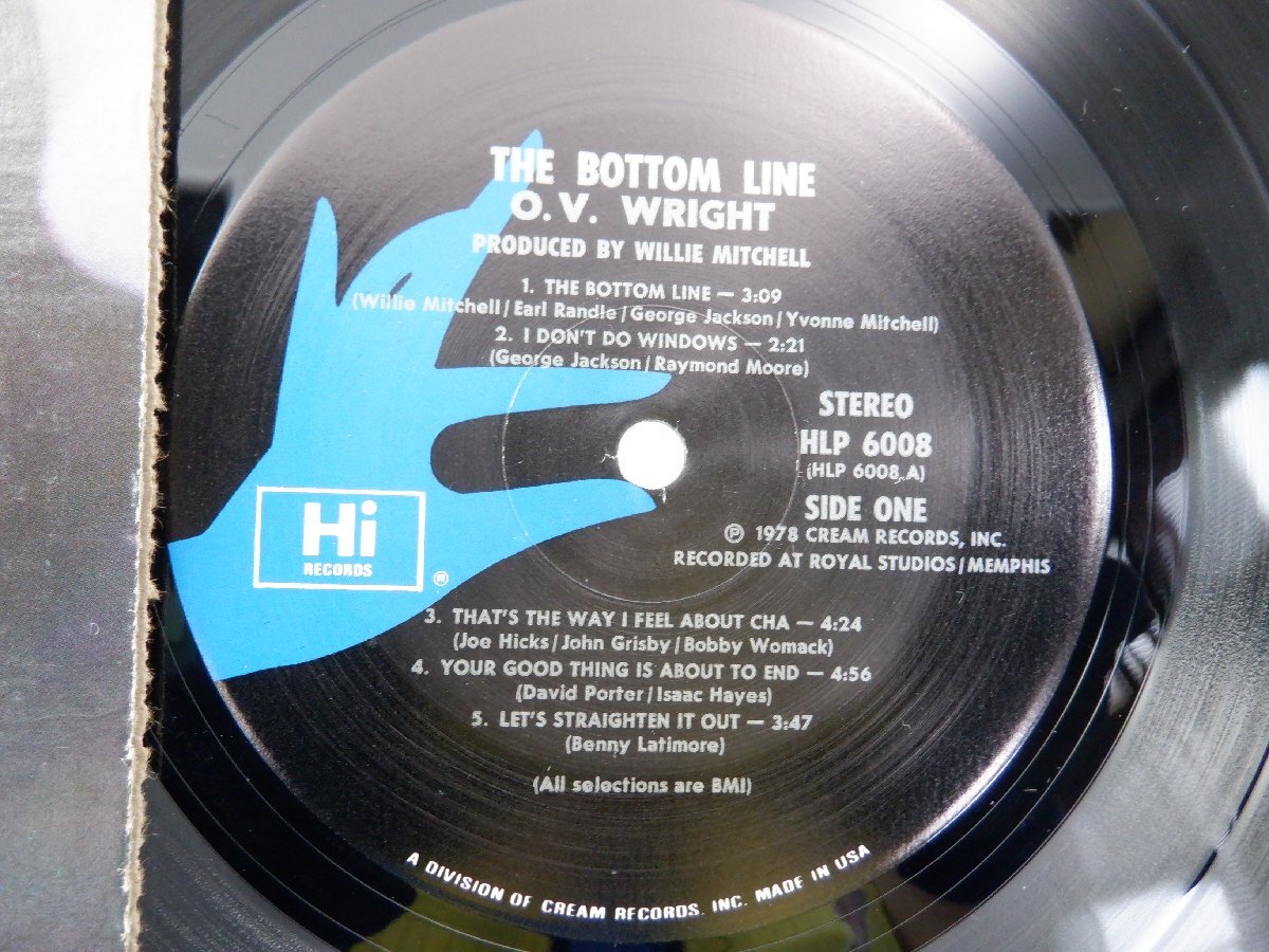 O.V. Wright「The Bottom Line」LP（12インチ）/Hi Records(HLP 6008)/Funk / Soul_画像2