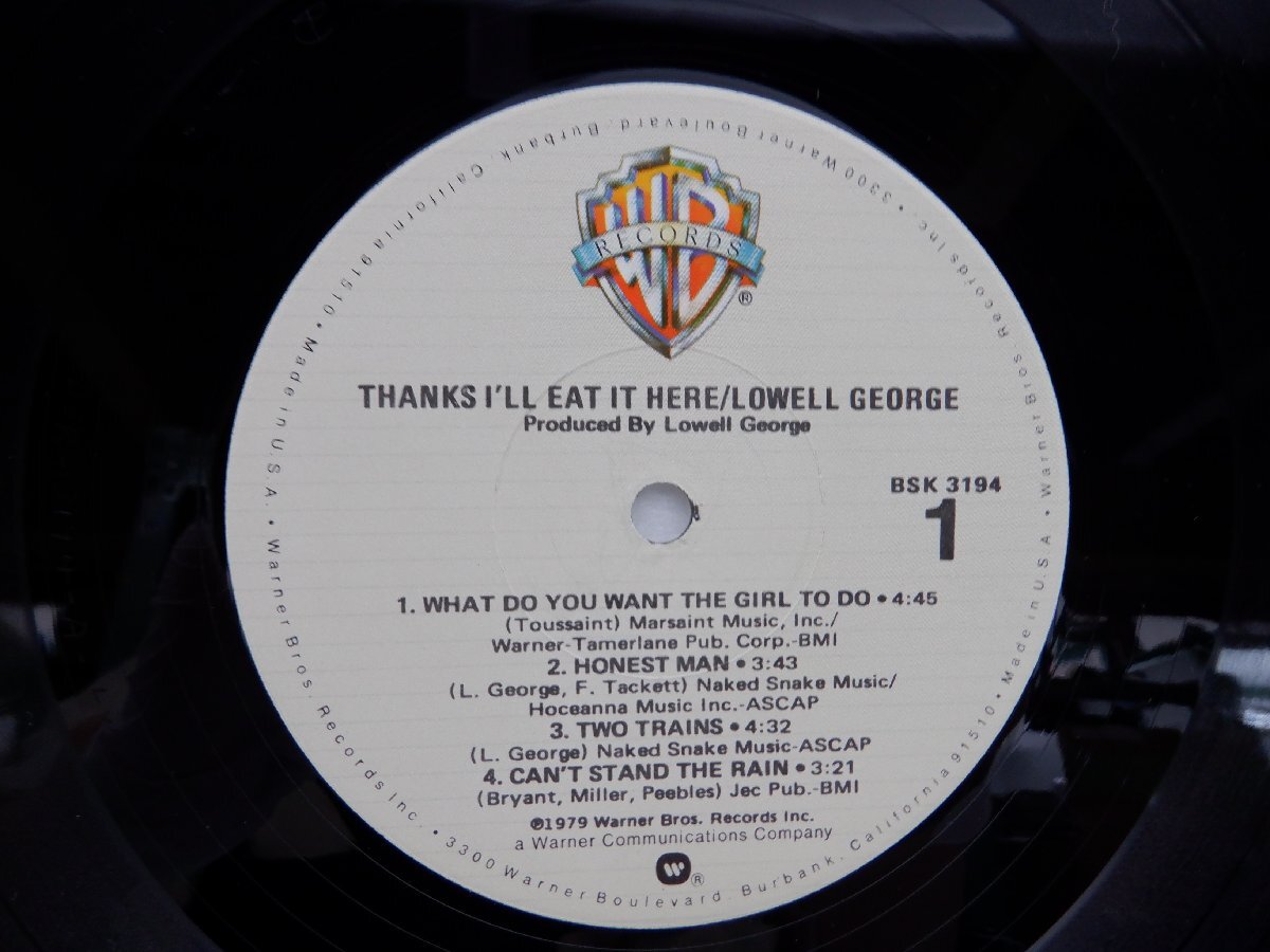 Lowell George「Thanks I'll Eat It Here」LP（12インチ）/Warner Bros. Records(BSK 3194)/洋楽ロック_画像2