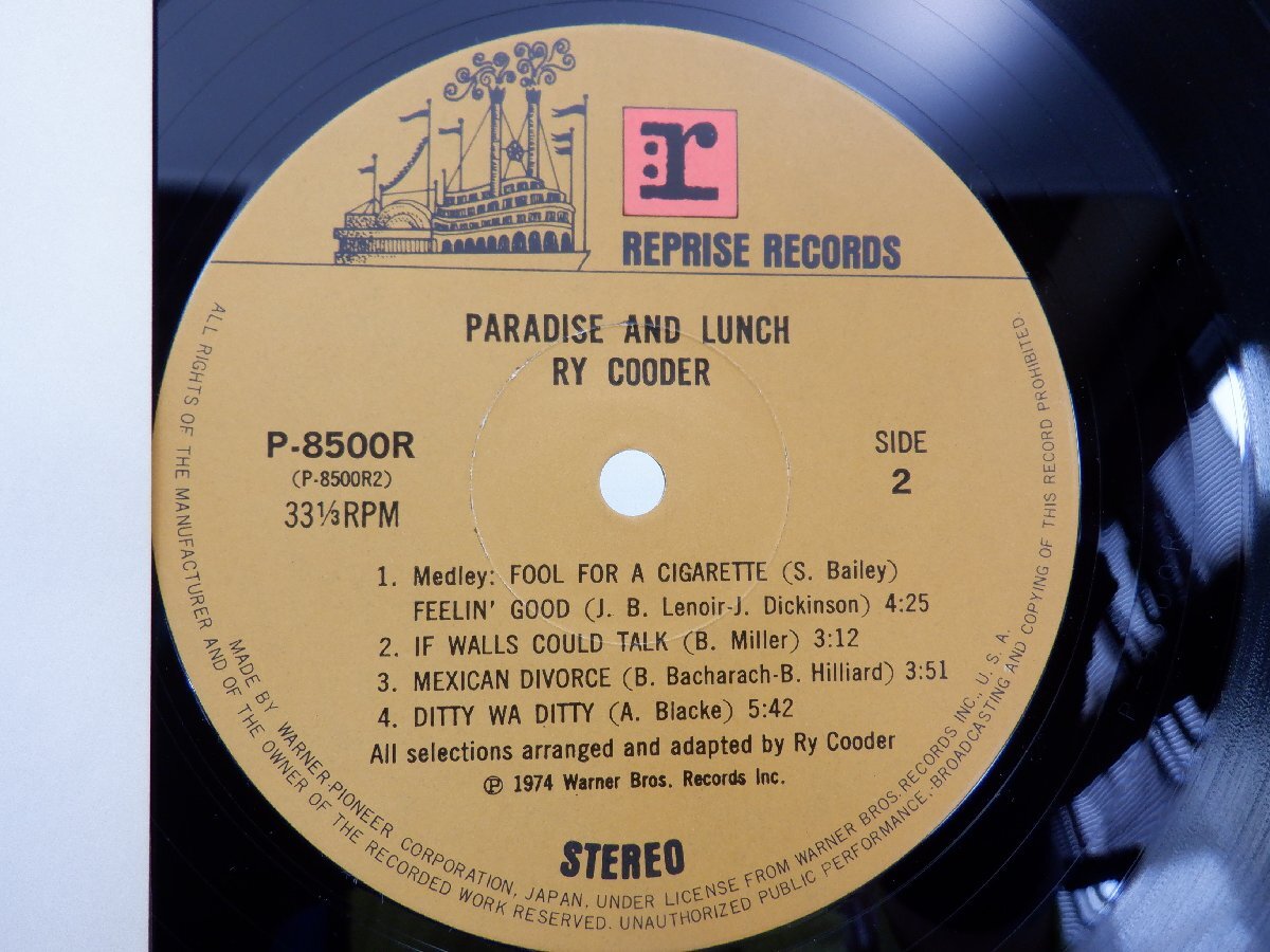 Ry Cooder「Paradise And Lunch」LP（12インチ）/Reprise Records(P-8500R)/洋楽ロック_画像2