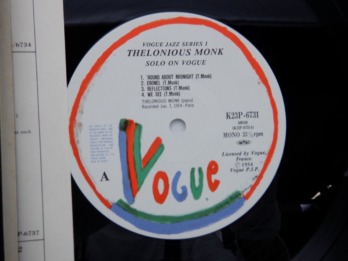 Thelonious Monk(セロニアス・モンク)「Solo On Vogue(ソロ・オン・ヴォーク)」LP（12インチ）/Vogue(K23P-6731)/Jazzの画像2