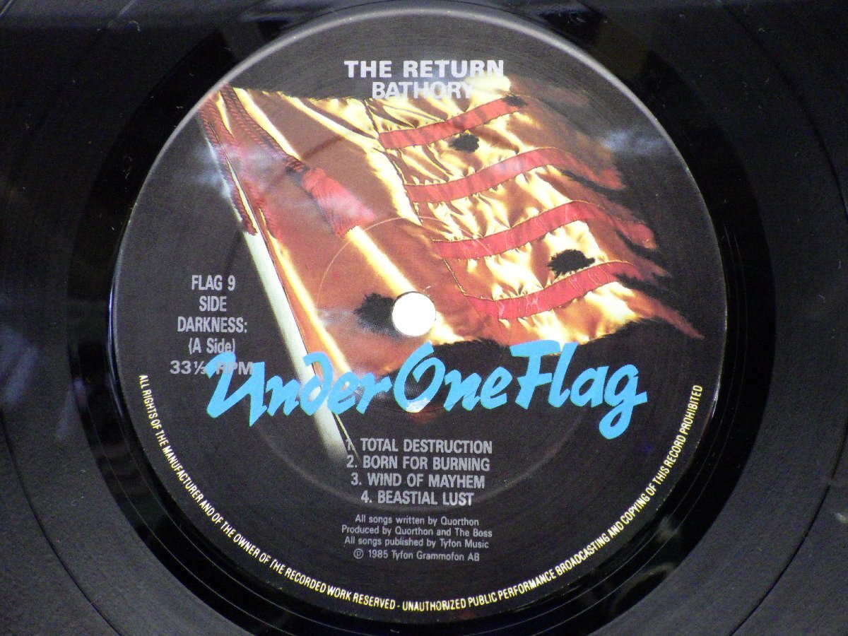 Bathory「The Return......」LP（12インチ）/Under One Flag(FLAG 9)/洋楽ロックの画像3