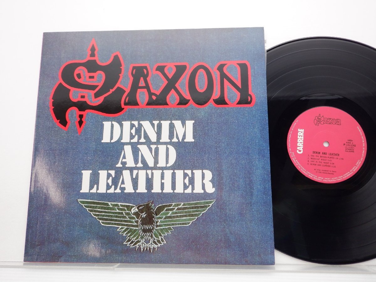 【帯付】Saxon「Denim And Leather」LP（12インチ）/Carrere(P-11113G)/洋楽ロック_画像1