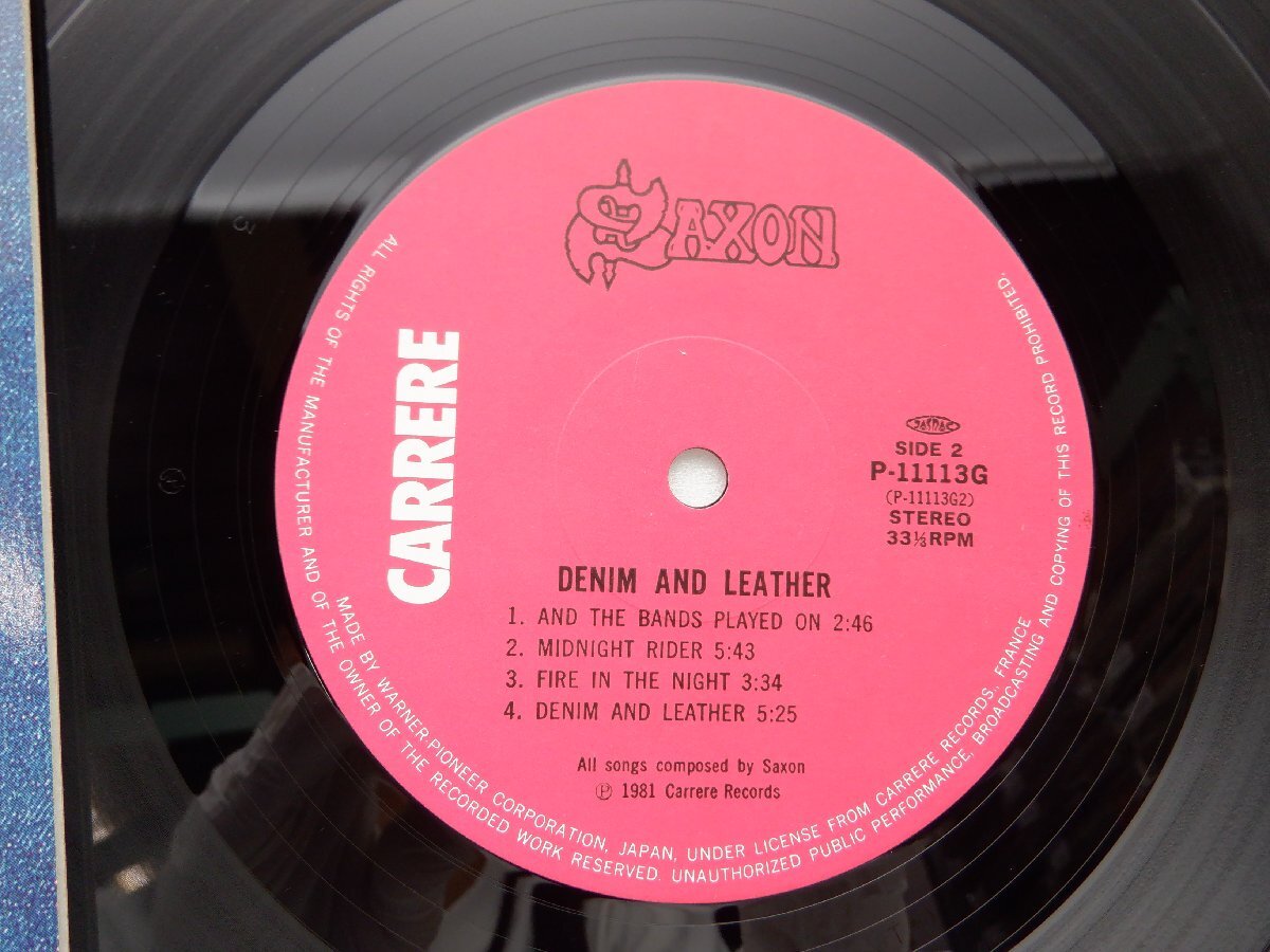 【帯付】Saxon「Denim And Leather」LP（12インチ）/Carrere(P-11113G)/洋楽ロック_画像2