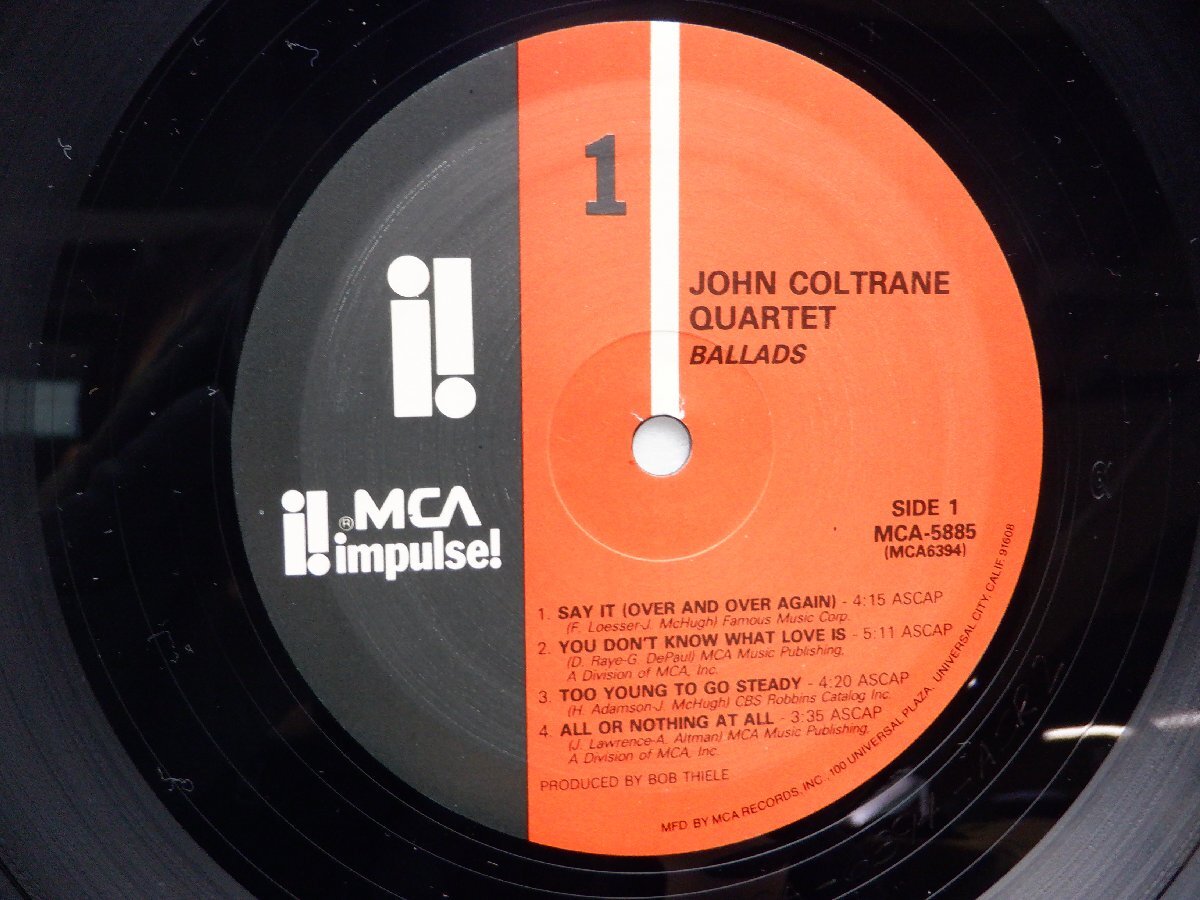 John Coltrane(ジョン・コルトレーン)「Ballads(バラード)」LP（12インチ）/Impulse!(MCA-5885)/ジャズの画像2