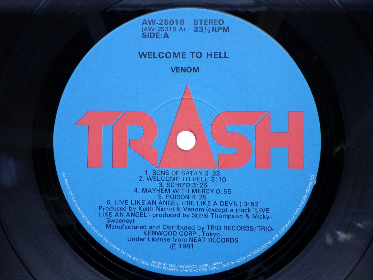 Venom「Welcome To Hell」LP（12インチ）/Trash(AW-25018)/洋楽ロックの画像3