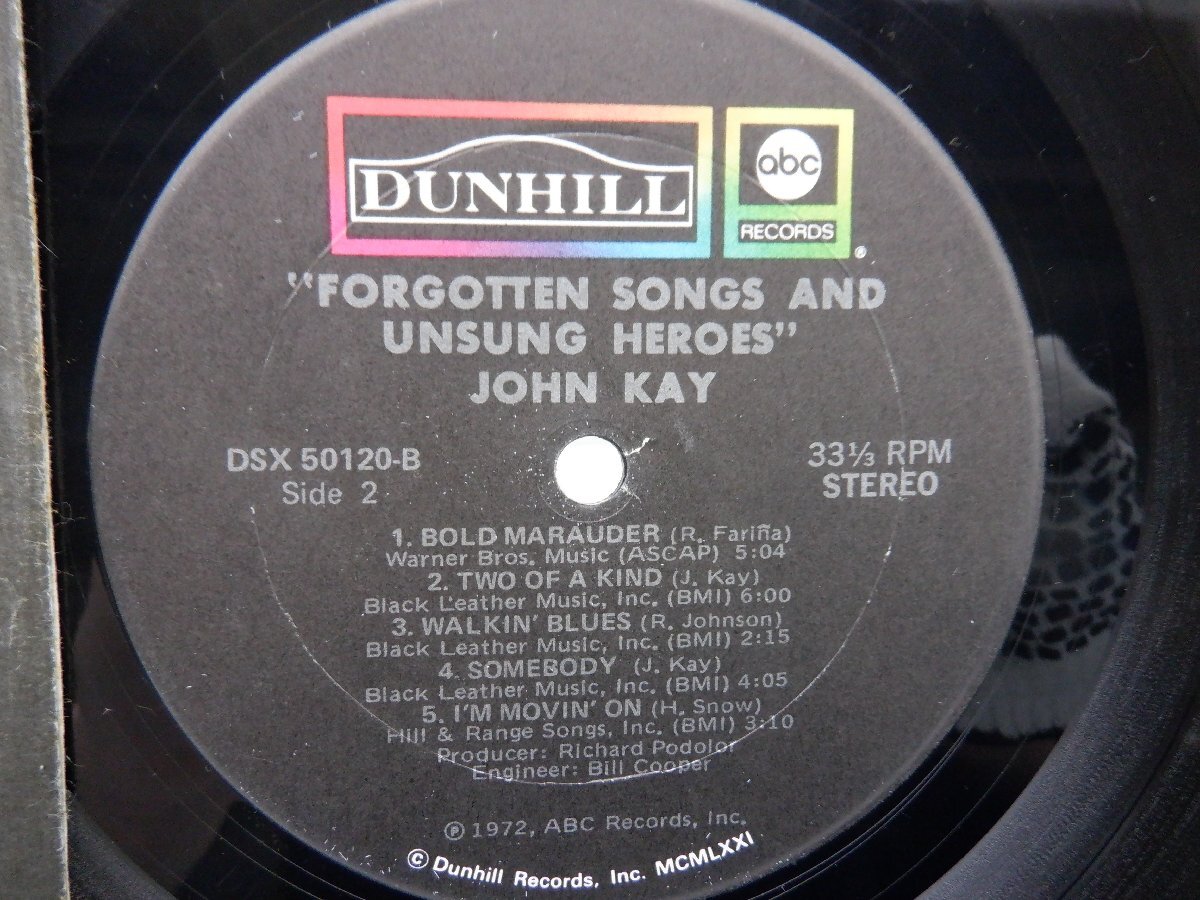 John Kay「Forgotten Songs & Unsung Heroes」LP（12インチ）/Dunhill(DSX 50120)/洋楽ロックの画像2