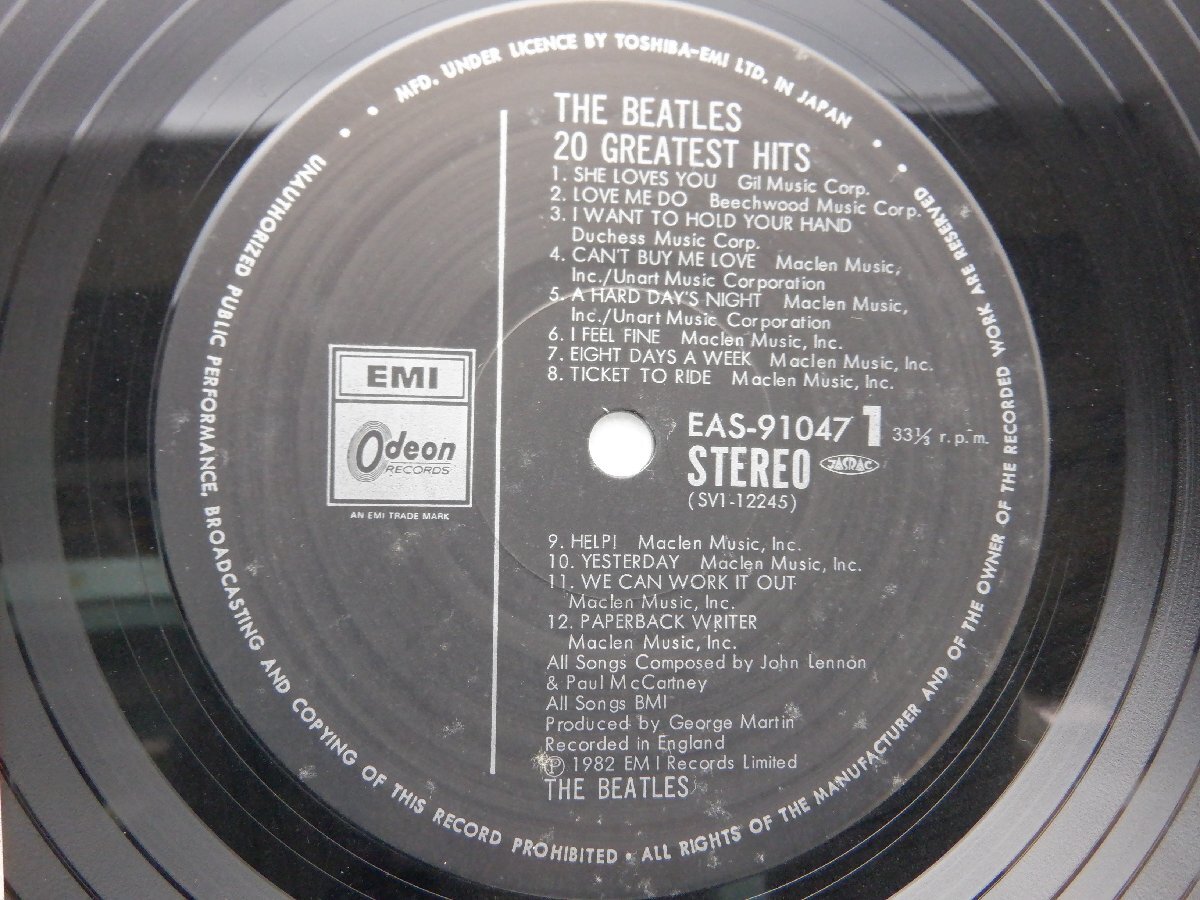 The Beatles(ビートルズ)「20 Greatest Hits(20グレイテスト・ヒッツ)」LP（12インチ）/Odeon(EAS-91047)/洋楽ロックの画像2