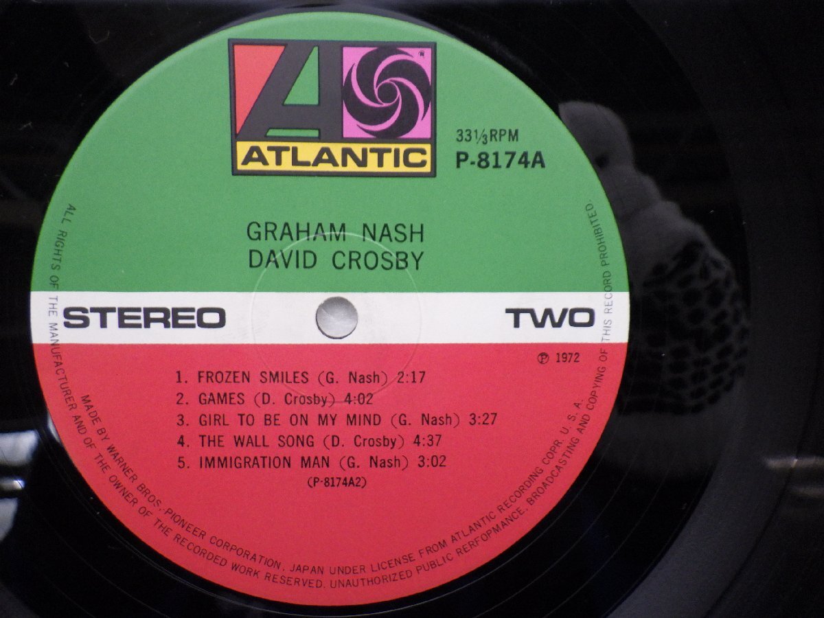Graham Nash / David Crosby「Graham Nash / David Crosby」LP（12インチ）/Atlantic(P-8174A)/洋楽ロックの画像2