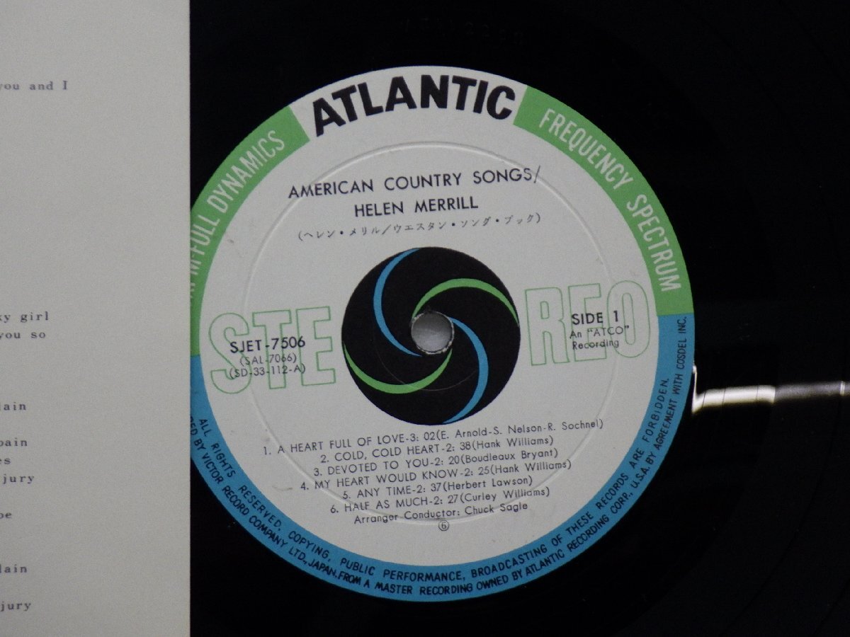 HELEN MERRILL「AMERICAN COUNTRY SONGS」LP(sjet 7506)/洋楽ポップス_画像2