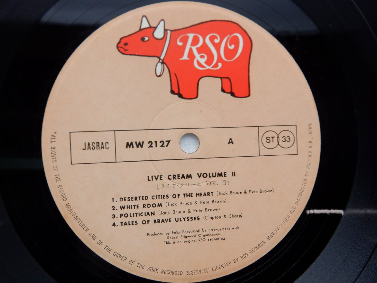 Cream「Live Cream Volume II」LP（12インチ）/RSO(MW 2127)/Rock_画像2