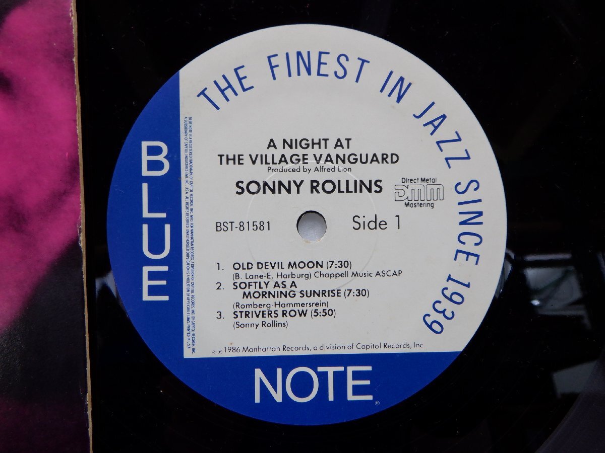 Sonny Rollins(ソニー・ロリンズ)「A Night At The Village Vanguard」LP/Blue Note(BST 81581)/ジャズ_画像2