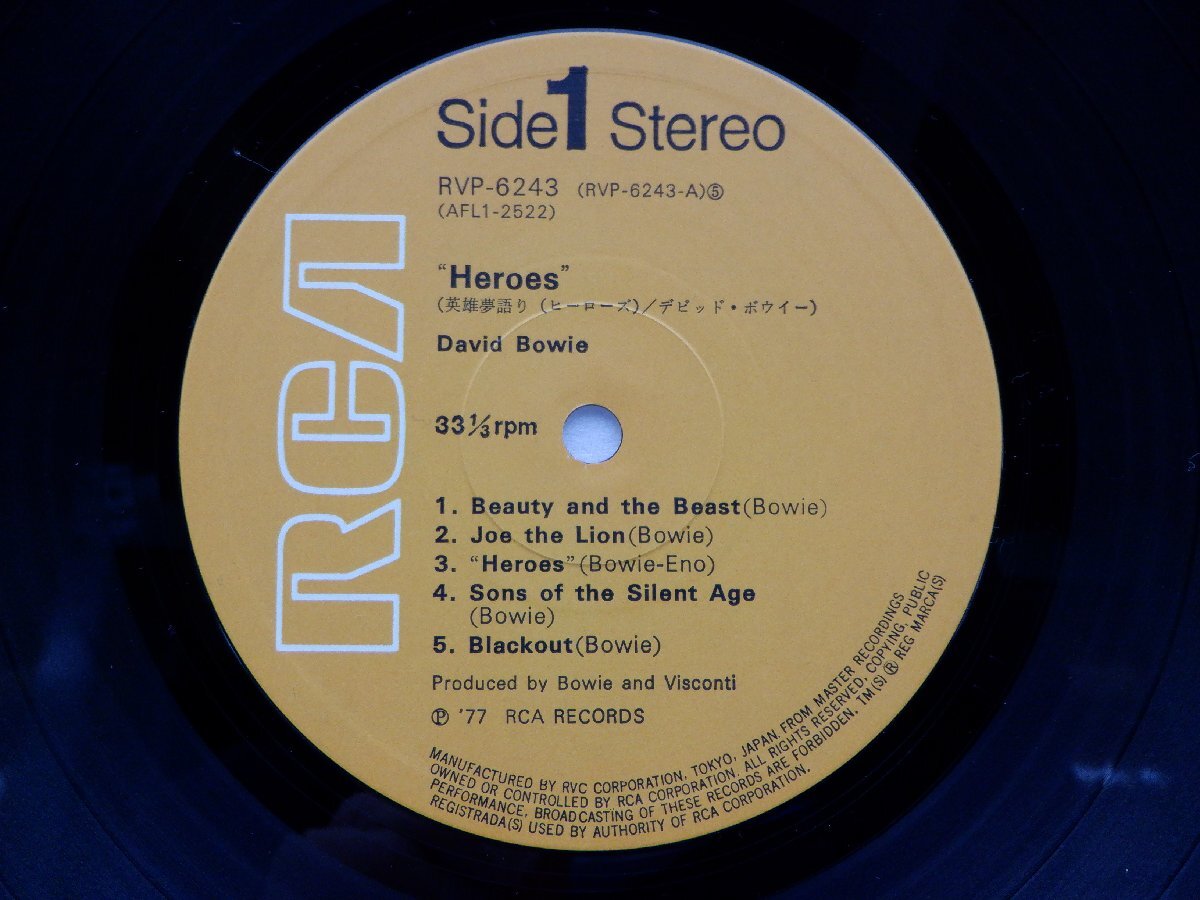 David Bowie(デビッドボウイ)「Heroes(ヒーローズ)」LP（12インチ）/RCA(RVP-6243)/Electronic_画像3