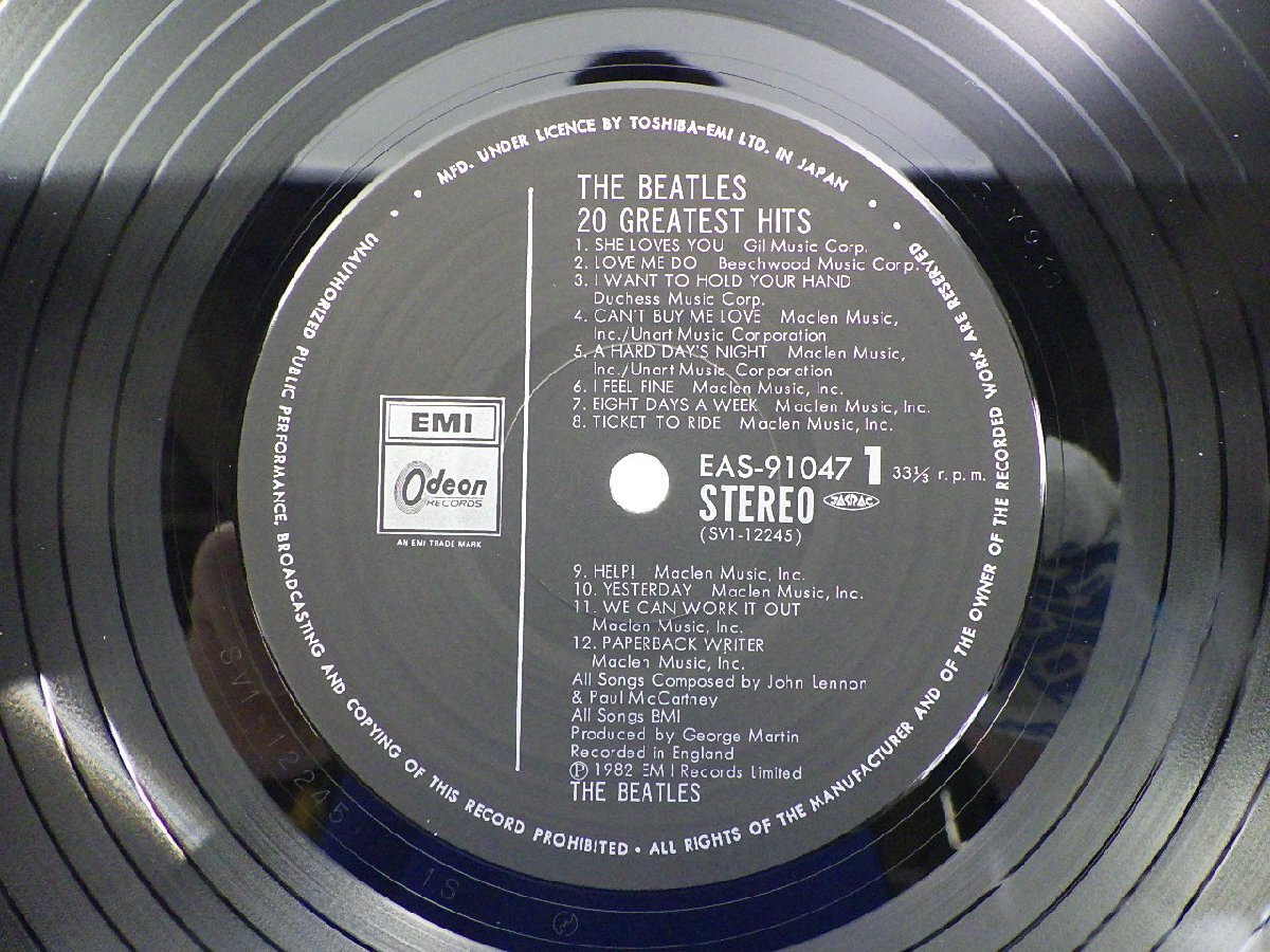 The Beatles(ビートルズ)「20 Greatest Hits(20グレイテスト・ヒッツ)」LP（12インチ）/Odeon(EAS-91047)/洋楽ロック_画像2