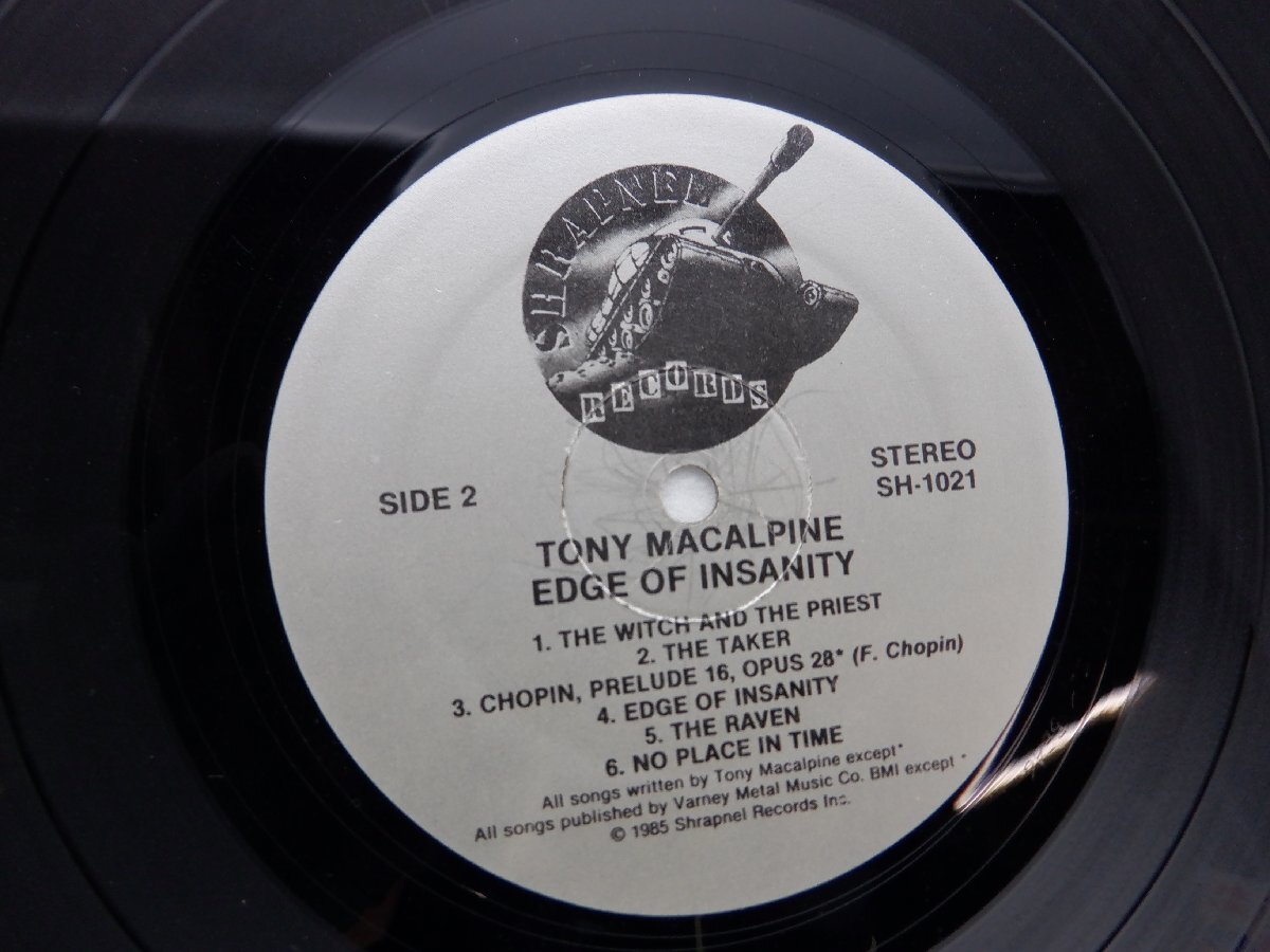 Tony MacAlpine「Edge Of Insanity」LP（12インチ）/Shrapnel Records(SH-1021)/洋楽ロック_画像2