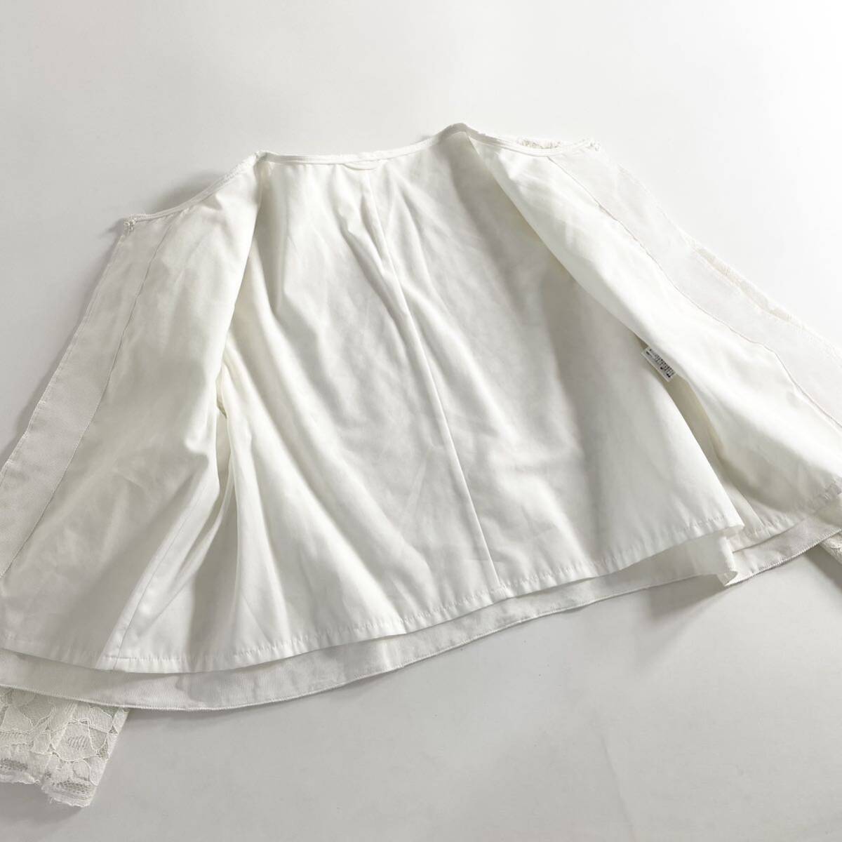Ee7 《美品》 ANAYI アナイ ノーカラー ジャケット ブラウス レース ホワイト 38 Mサイズ フォーマル レディース 女性服の画像3