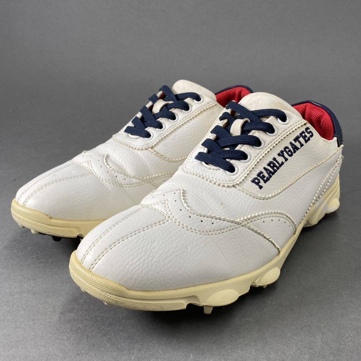 Ae8 PEARLY GATES Pearly Gates soft шиповки туфли для гольфа 25.5cm белый мужской мужской Golf одежда кожа спортивные туфли 