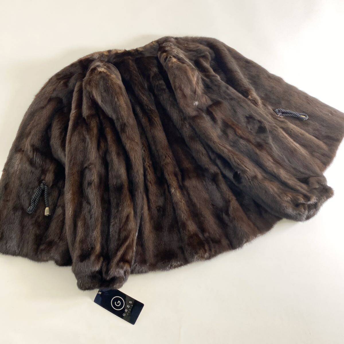 3e11《新品》GRES PARIS グレ リッチダークミンク ドローコードデザイン ミンクコート 毛皮コート 11号 レディース MINK FUR ミンクファー_画像2