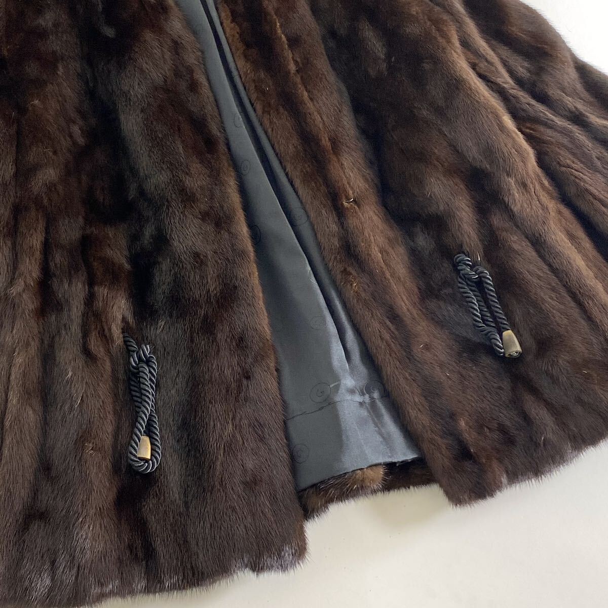 3e11《新品》GRES PARIS グレ リッチダークミンク ドローコードデザイン ミンクコート 毛皮コート 11号 レディース MINK FUR ミンクファー_画像5