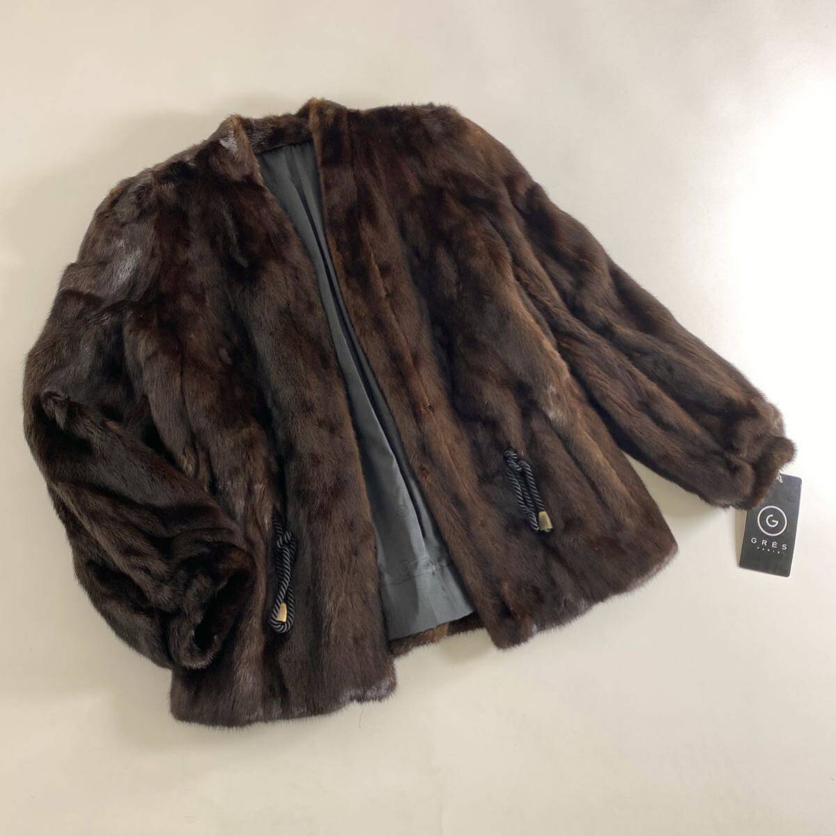 3e11《新品》GRES PARIS グレ リッチダークミンク ドローコードデザイン ミンクコート 毛皮コート 11号 レディース MINK FUR ミンクファー_画像1