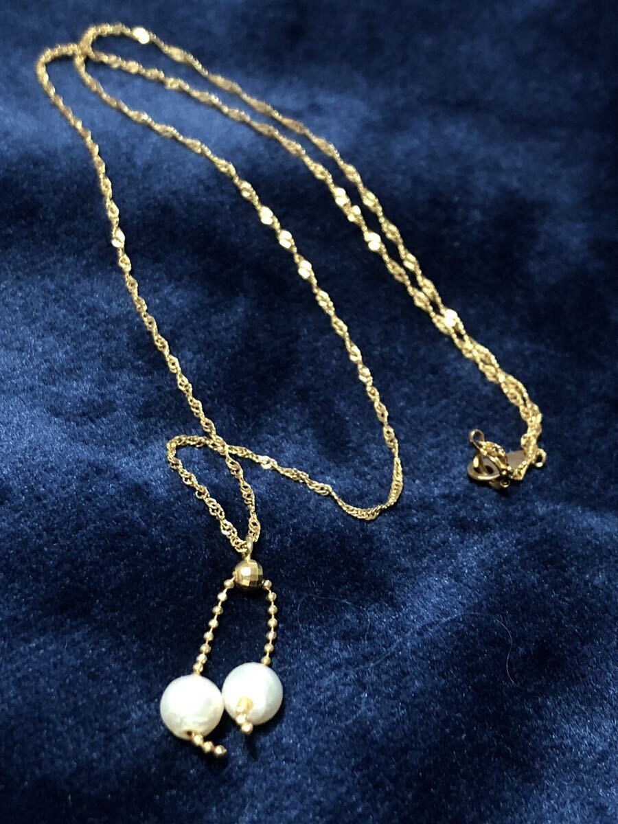 K18 パールネックレス　真珠　品質保証書18金 ネックレス パール　レトロ_画像1