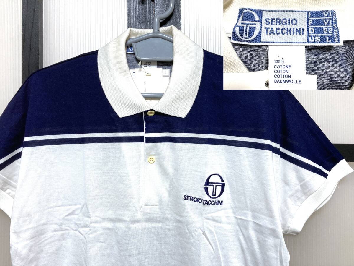 デッドストック 80s セルジオタッキーニ 半袖 ポロシャツ イタリア製 / 新品 未使用 80年代 Sergio Tacchini Vintage ビンテージ Shirt_画像1