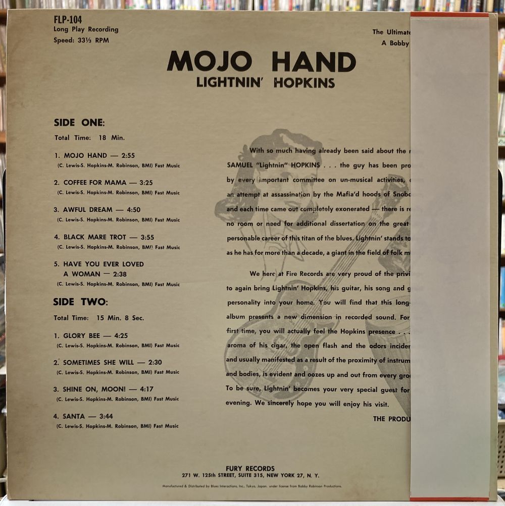  light person * ho p gold s|mo-jo* hand [ used LP record ] LIGHTNIN\' HOPKINS MOJO HAND PLP-6001