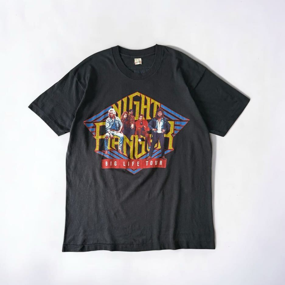 USA製 80's VINTAGE NIGHT RANGER BIG LIFE TOUR 当時物 輸入 古着 Tシャツ バンドT ロックT 80年代 アメリカ製 ナイトレンジャー 黒T_画像2