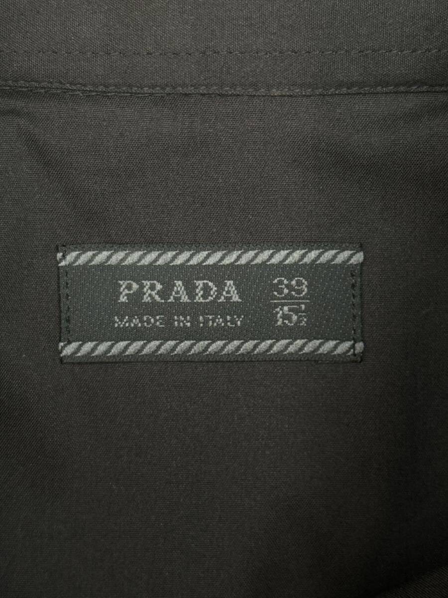 プラダ コットン ストレッチ シャツ ブラック 39 PRADA 長袖シャツ ドレスシャツ カジュアルシャツ ワイドカラー フレンチカラー_画像8