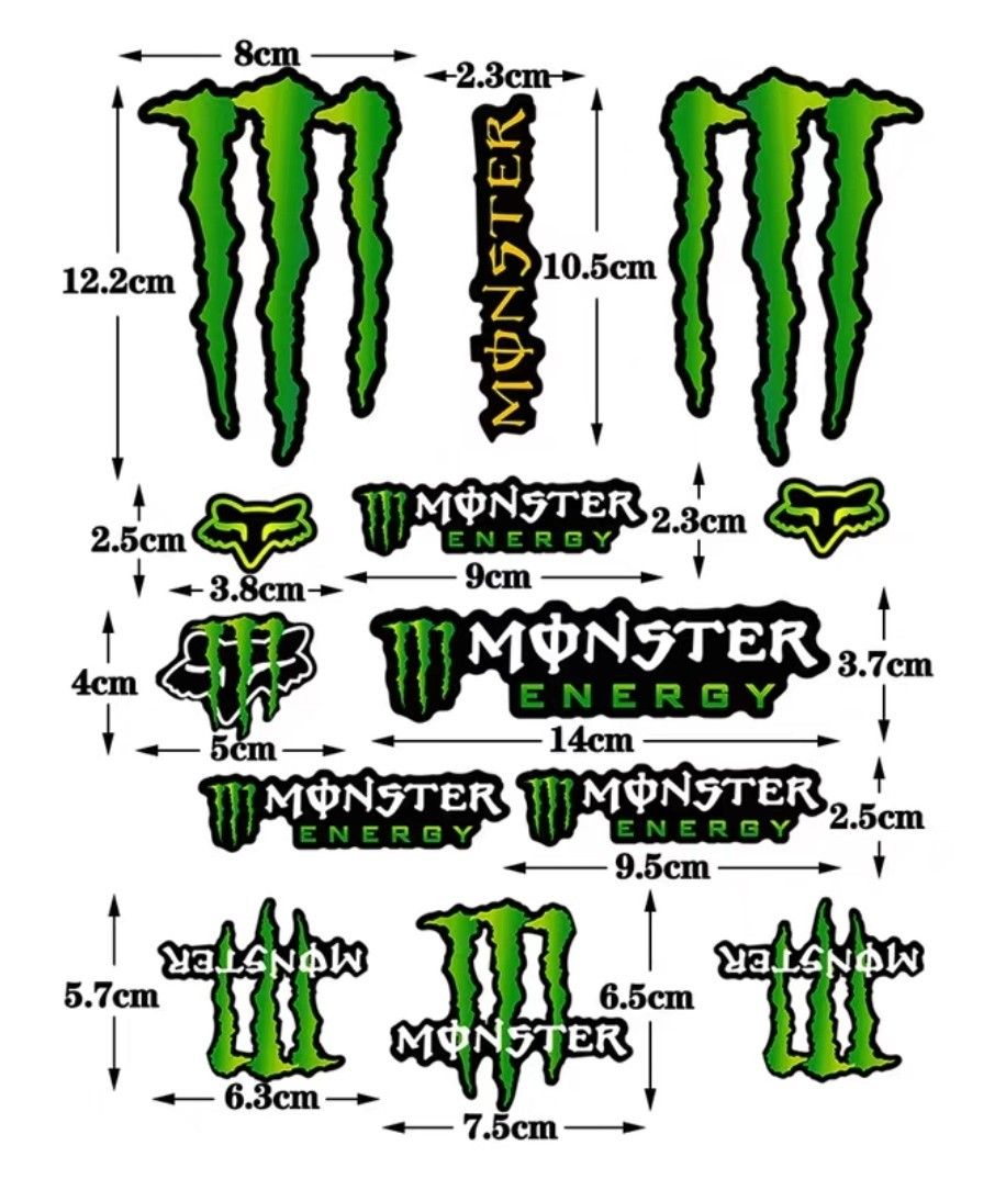 人気2枚 防水モンスターエナジーバイクステッカーヘルメットステッカー シールデカールMONSTER ENERGY 定番2枚セット