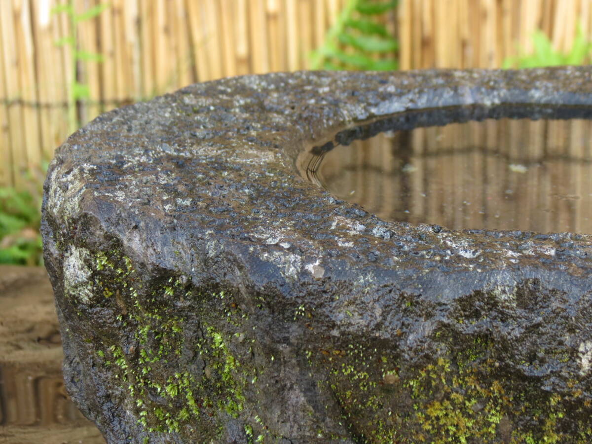 . ширина 35.5cm масса 15kg рука горшок с водой цветочный горшок двор камень Kyushu производство натуральный камень 