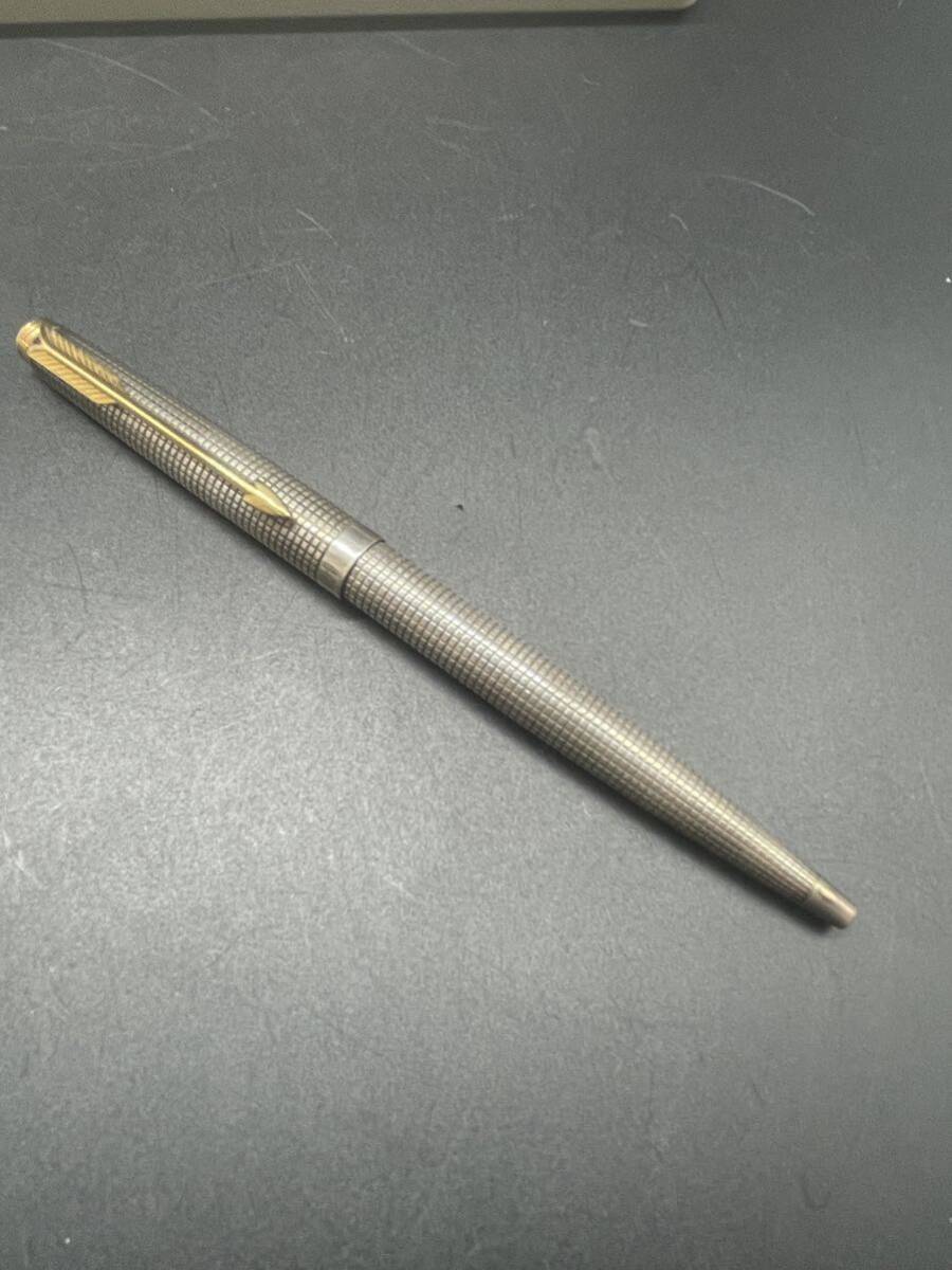 PARKER パーカー STERLING CAP&BARREL 格子 万年筆 ボールペン 筆記未確認 14Kペン先 F スターリング 17829の画像5