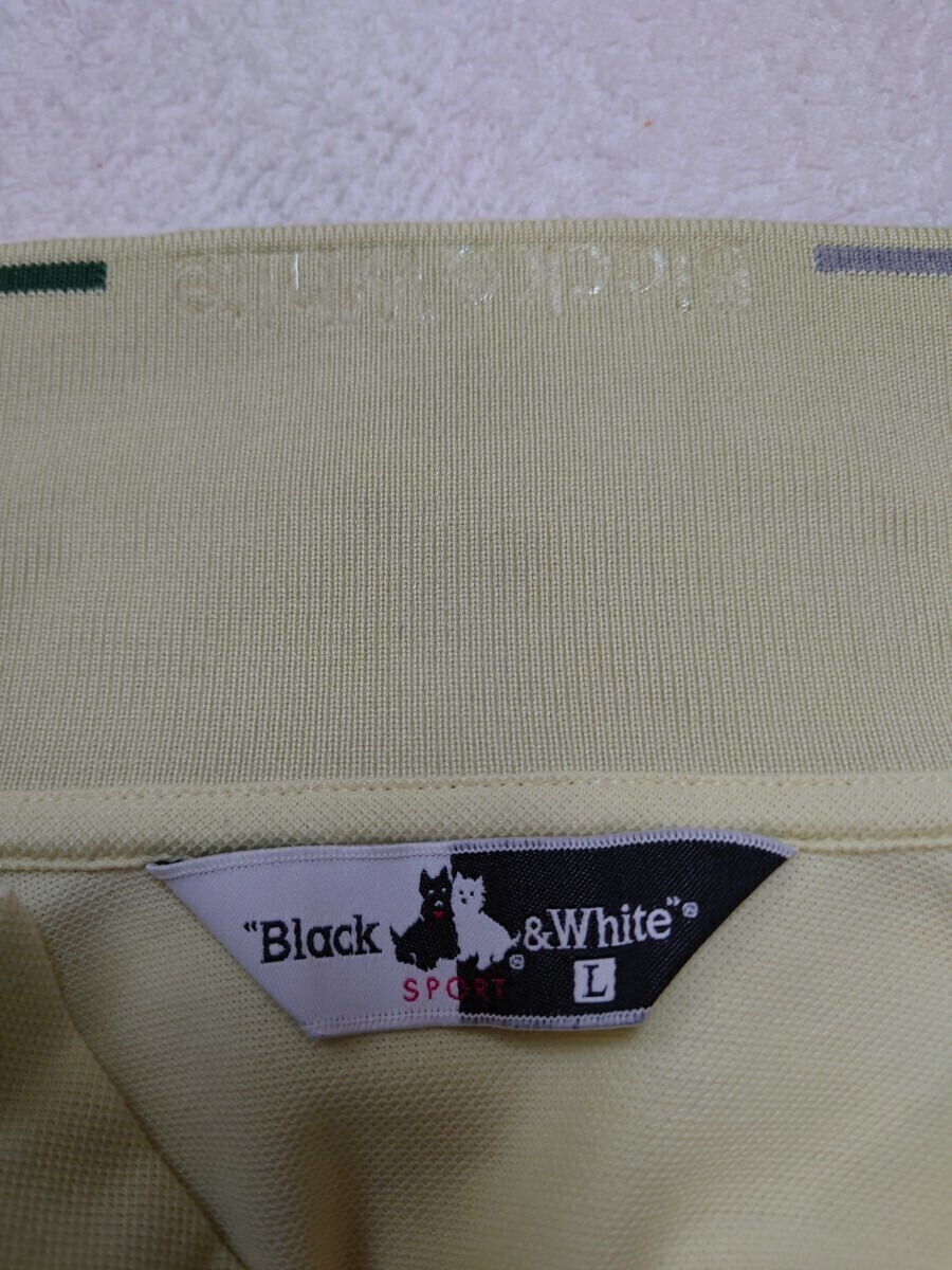 ブラック＆ホワイト　Black ＆ White　ポロシャツ　Lサイズ　グリーン_画像5