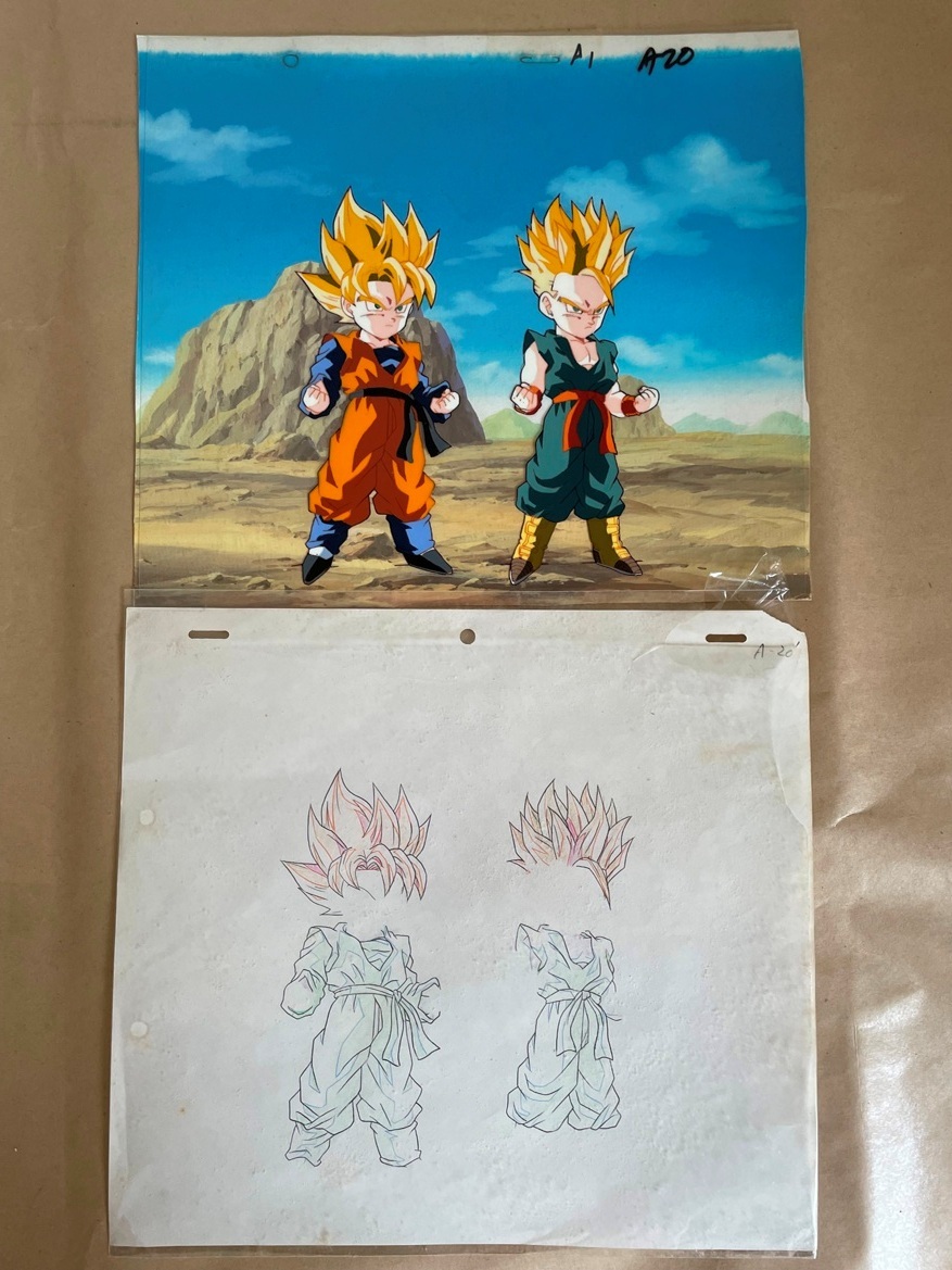 【当時物】激レア ドラゴンボール DRAGON BALL セル画 超サイヤ人 孫悟天 トランクス 背景付き 直筆原画 鳥山明 週刊少年 TVアニメ 集英社の画像1