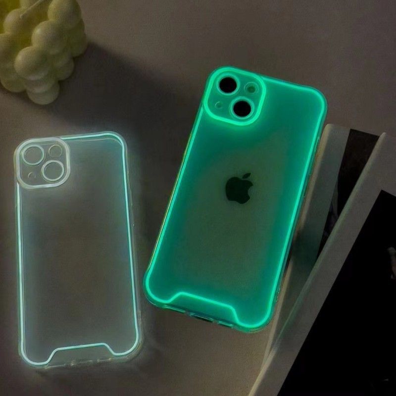 携帯 ケース  iPhone15 グリーン 蛍光色 光る 携帯カバー アイフォン 緑色  可愛い 携帯電話 シンプルデザイン