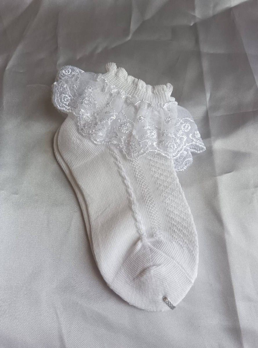 子供用 靴下 13～15㎝ ホワイト レース フォーマル 女の子 キッズ 新品 レース フリル靴下 結婚式 ドレス ソックス 白色