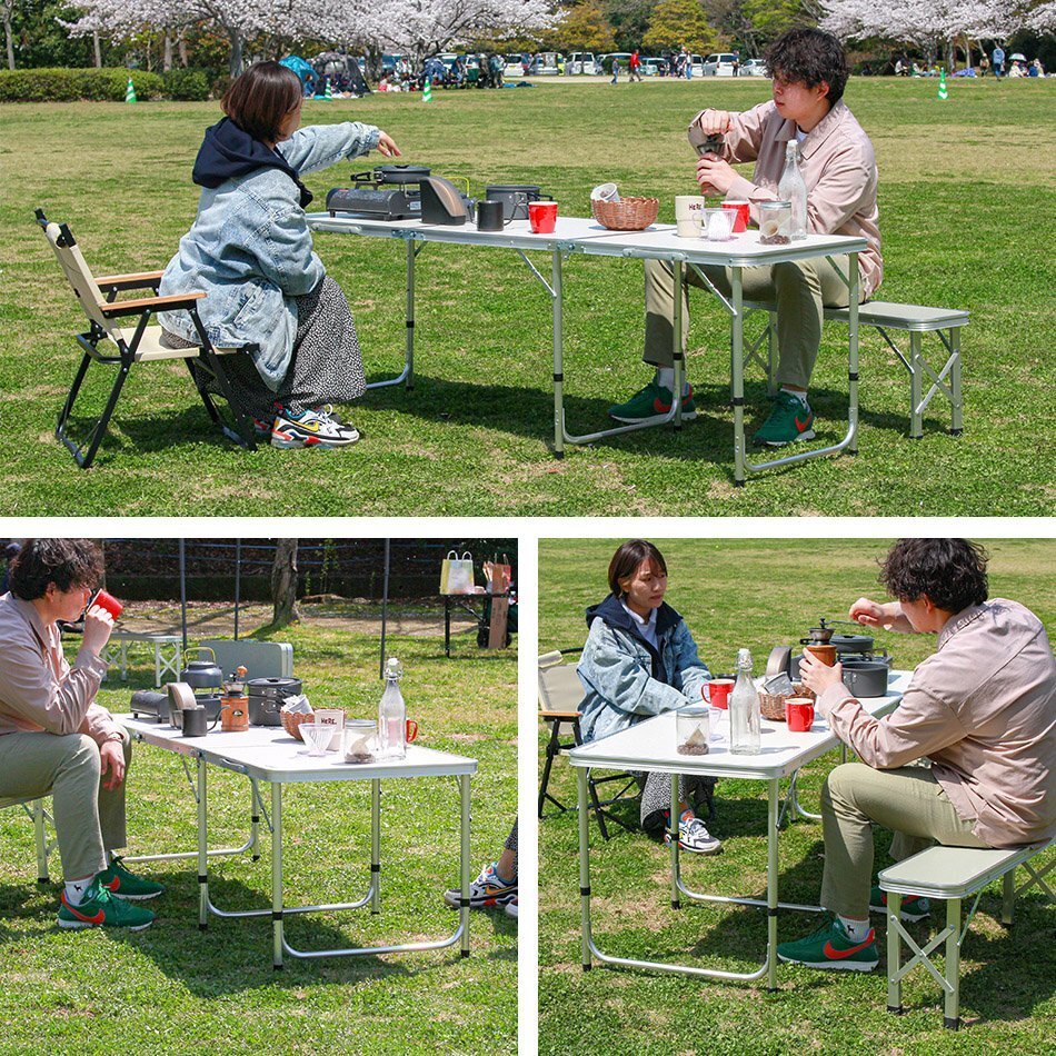 【180×60/ホワイト】アウトドアテーブル キャンプ バーベキュー テーブル アウトドア 折り畳み レジャー ピクニック キャンプ_画像3
