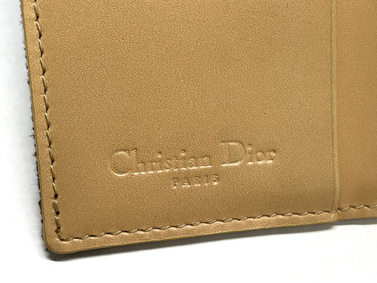 【E806】本物保証 Christian Dior クリスチャンディオール トロッタ柄 トロッター ブラウン 3つ折り 財布 キャンバス レザー b_画像9