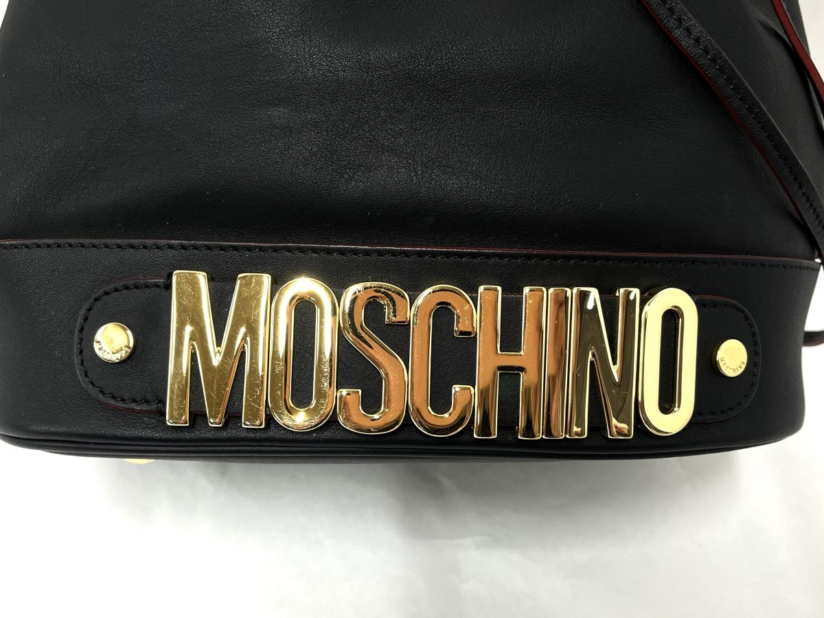 【E904】極美品 MOSCHINO モスキーノ 希少品 30周年限定 チェーンバック ショルダー 肩掛け/斜めがけ ブラック 本物保証 ゴールド金具_画像9