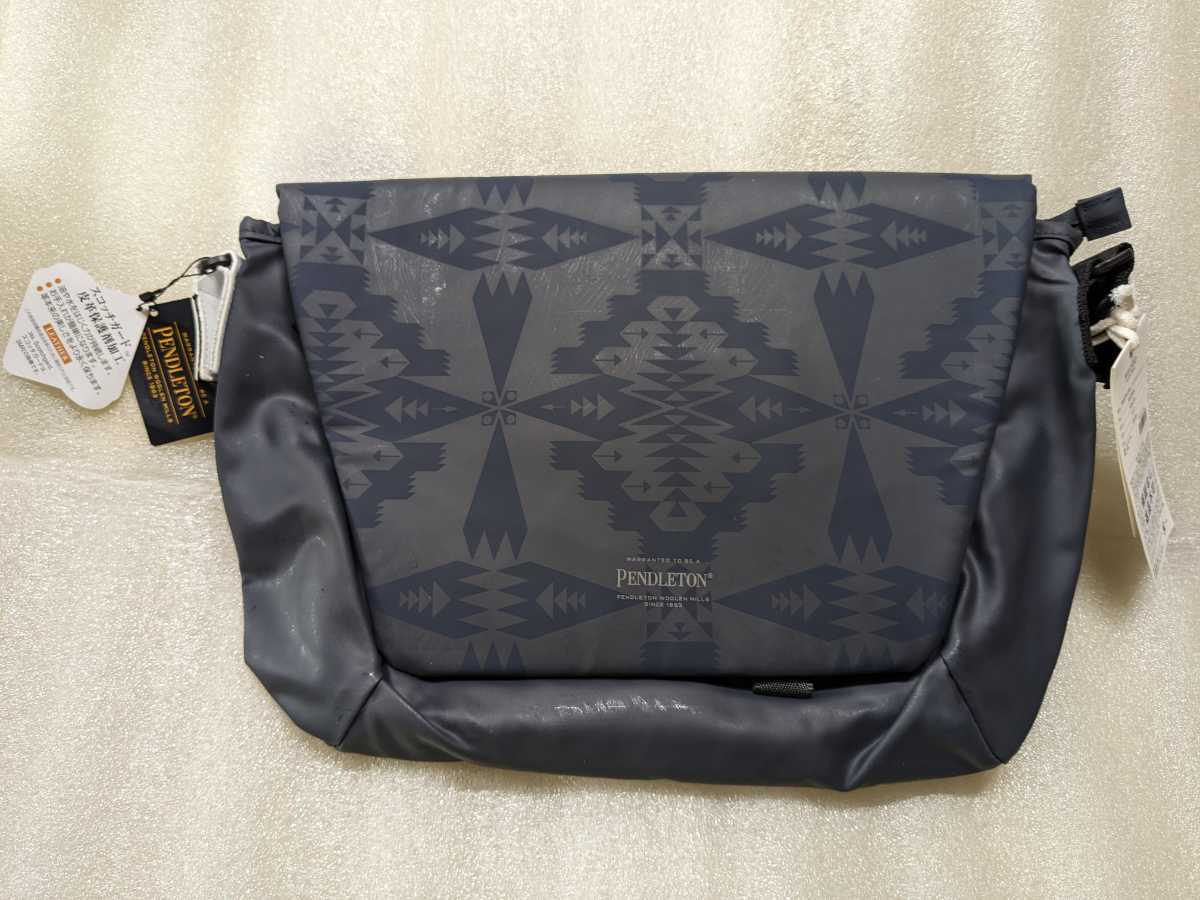  new goods mi rest messenger bag L size PENDLETON×Hutte navy water repelling processing dirt with translation A4 diagonal .. man and woman use unused light weight bag 