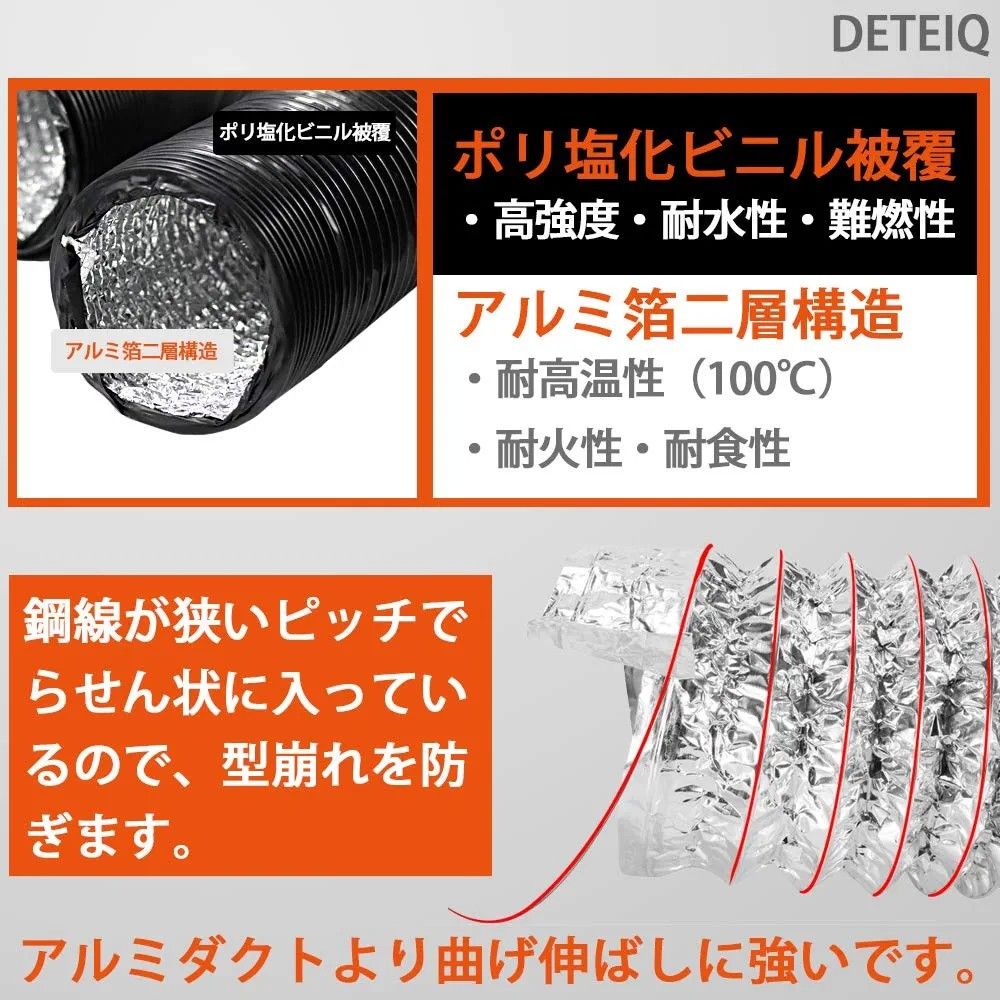 ダクトホース 150mm x 2m アルミ 蛇腹 黒 排気 塗装 焼肉 暖房 交換 部品