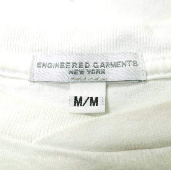 Engineered Garments エンジニアードガーメンツ Printed Cross Crew Neck T-shirt - Long Island City クロスオーバーポケットTシャツ M 白_画像4