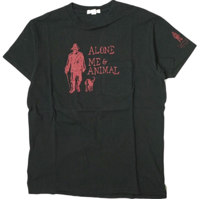 Engineered Garments エンジニアードガーメンツ Printed Cross Crew Neck T-shirt - Alone. Me ＆ Animal ポケットTシャツ S BLACK g16220_画像1